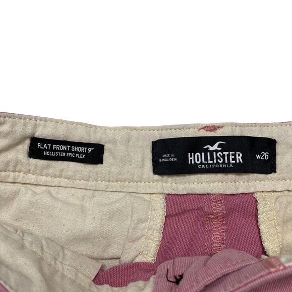 HOLLISTER Epic Flex Flat Front Short 9" in Pale Red Stripe Size 26 Mens Chino - Picture 3 of 7